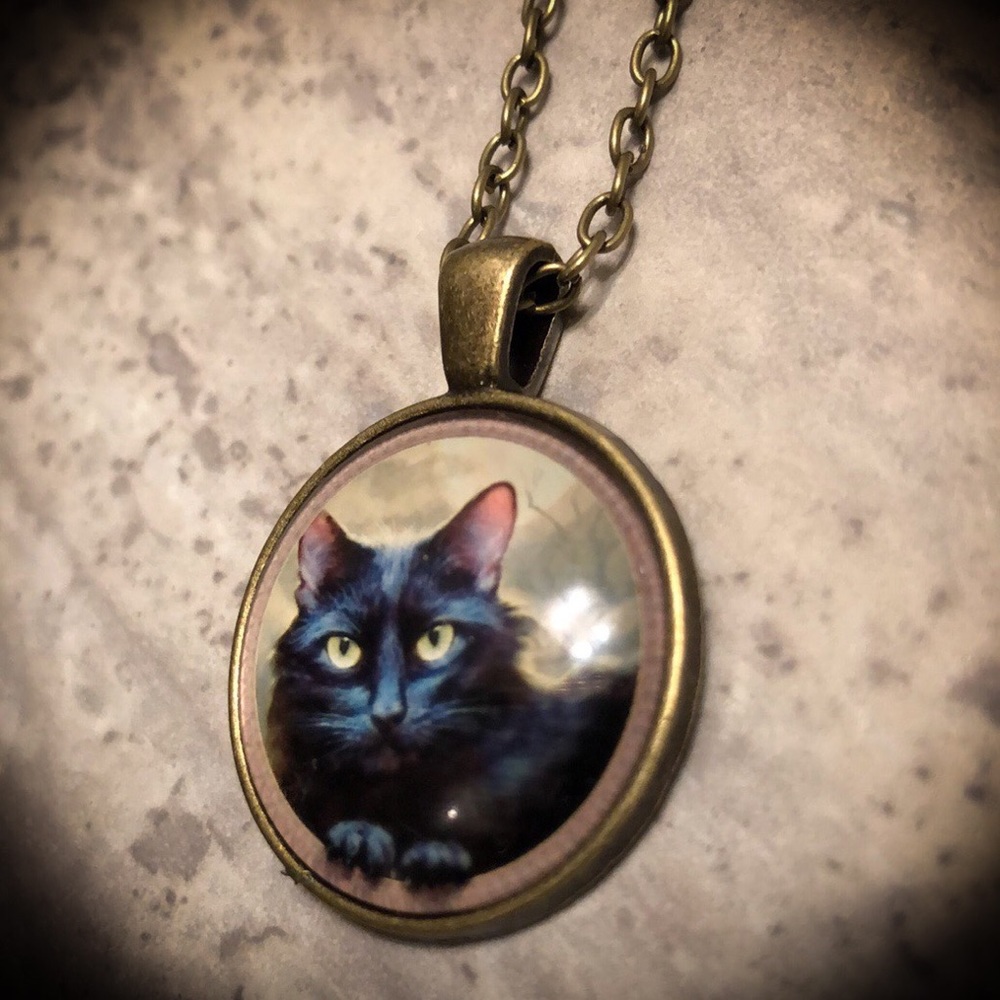 🎃Black cat brass necklace🎃 - Picture 3 of 5